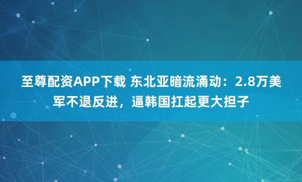 至尊配资APP下载 东北亚暗流涌动：2.8万美军不退反进，逼韩国扛起更大担子